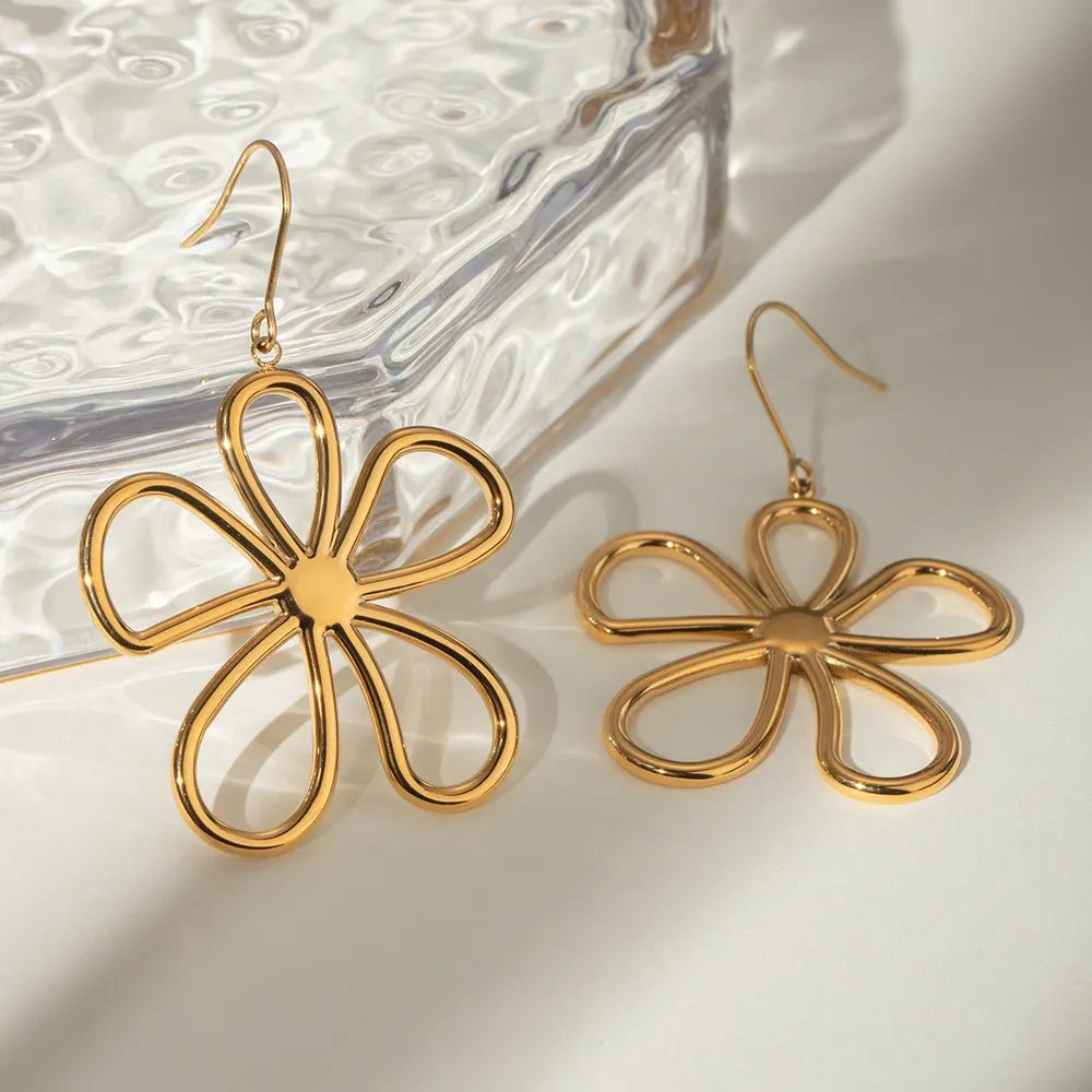 18K Gold - Plated Flower Earrings - Style Chic Couture