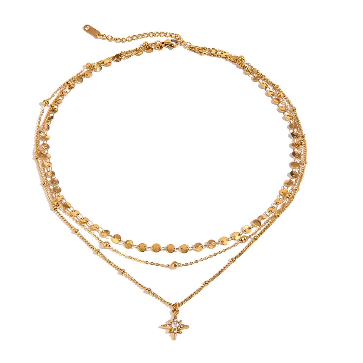 18K Gold - Plated Layered Star Pendant Necklace - Style Chic Couture