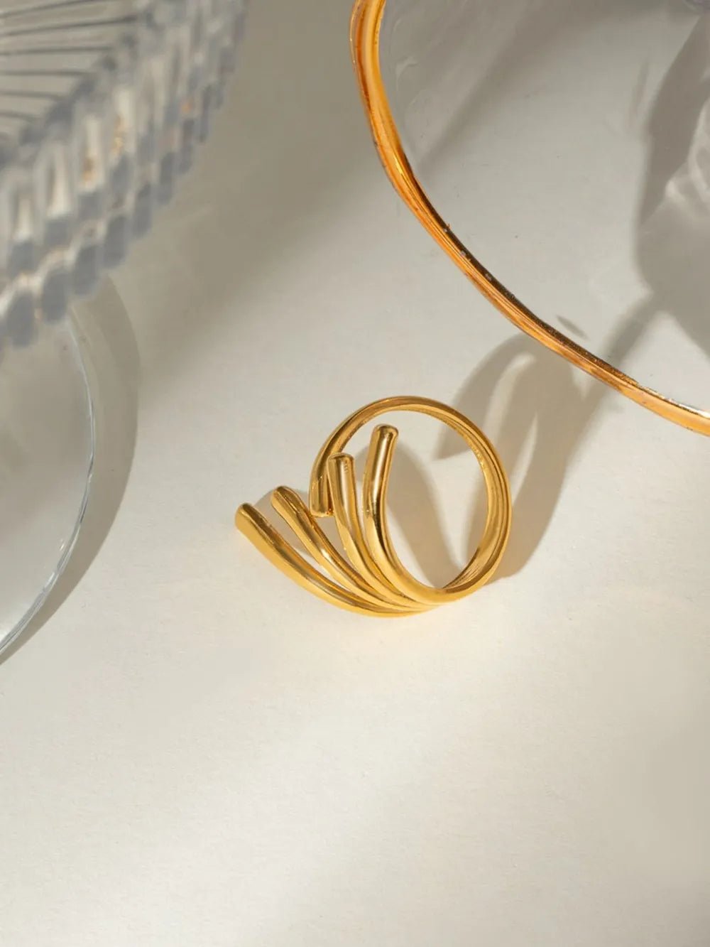 18K Gold - Plated Stainless Steel Irregular Open Ring - Style Chic Couture