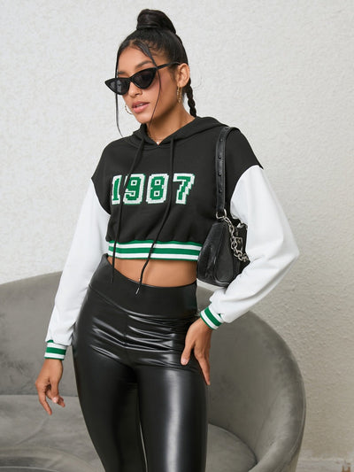 1987 Graphic Cropped Hoodie - Style Chic Couture