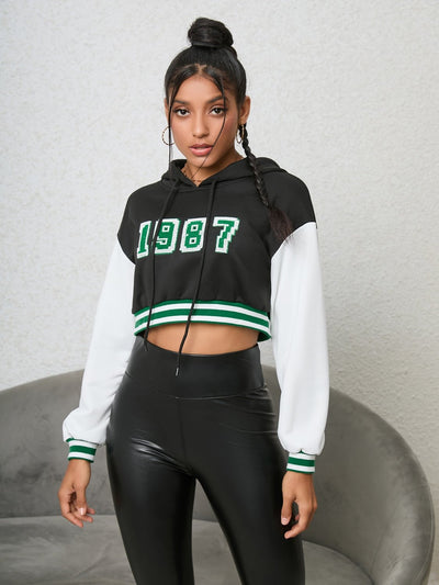 1987 Graphic Cropped Hoodie - Style Chic Couture