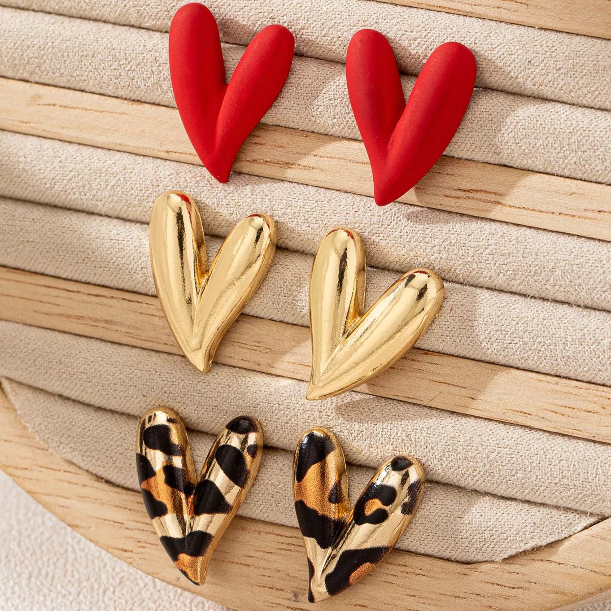4 Pair Heart Stud Earrings - Style Chic Couture