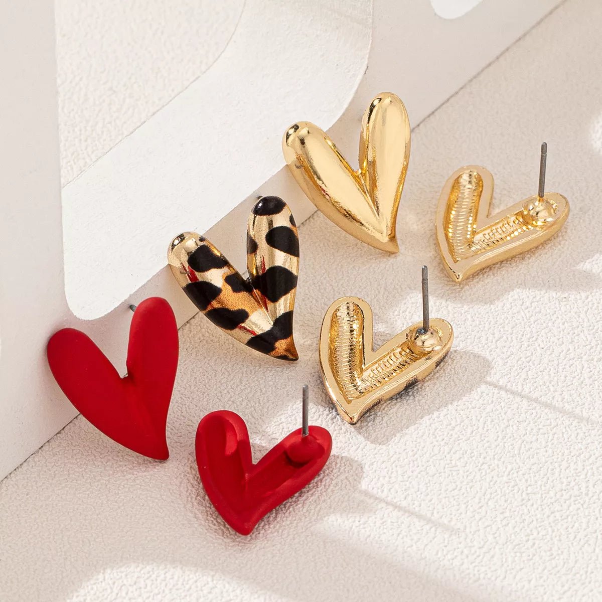4 Pair Heart Stud Earrings - Style Chic Couture