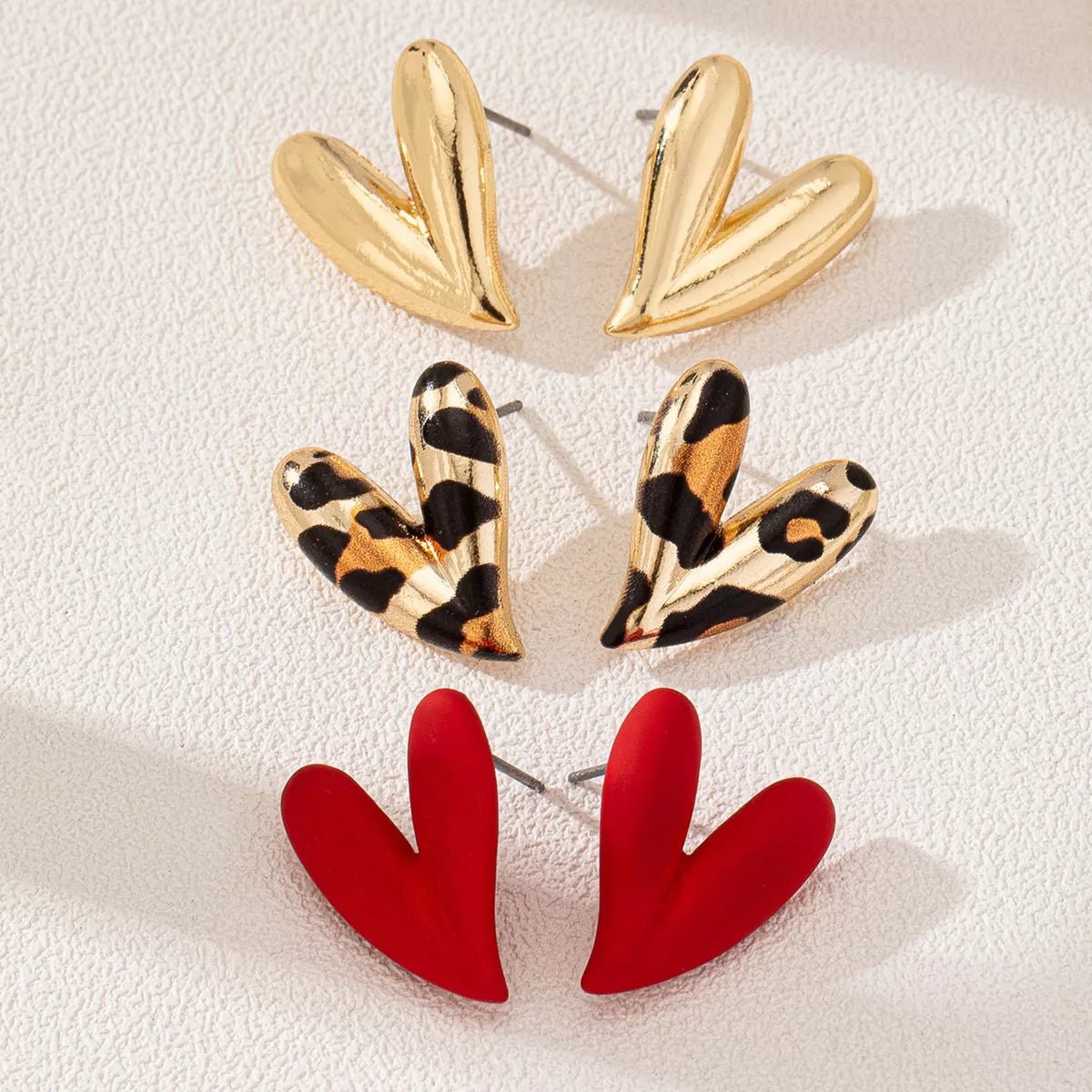 4 Pair Heart Stud Earrings - Style Chic Couture