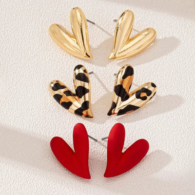 4 Pair Heart Stud Earrings - Style Chic Couture