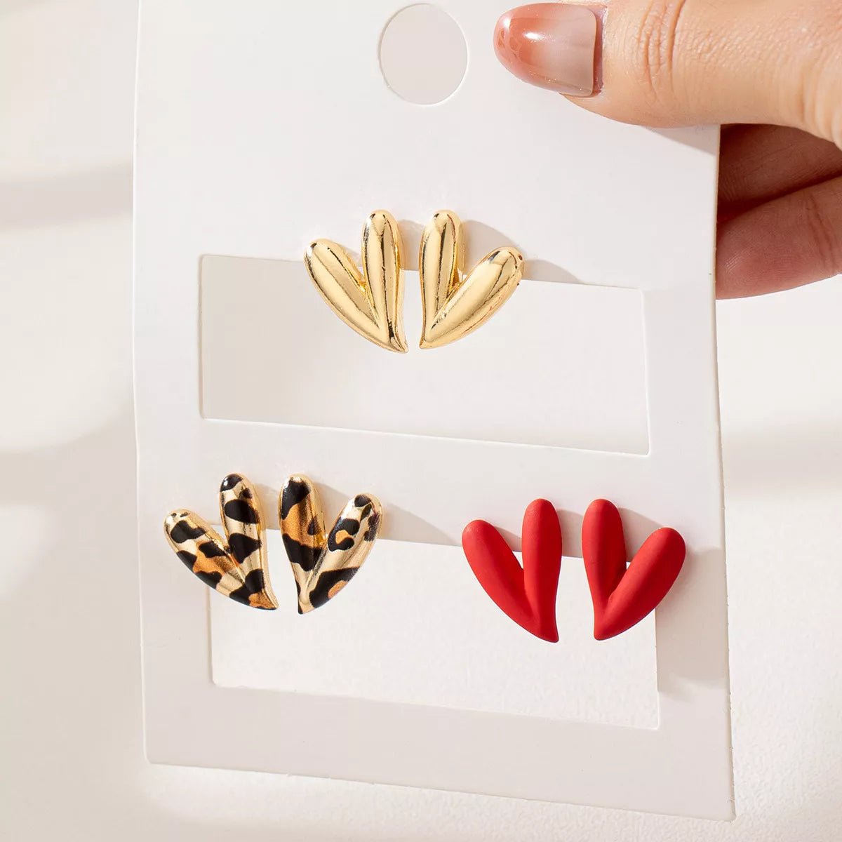 4 Pair Heart Stud Earrings - Style Chic Couture