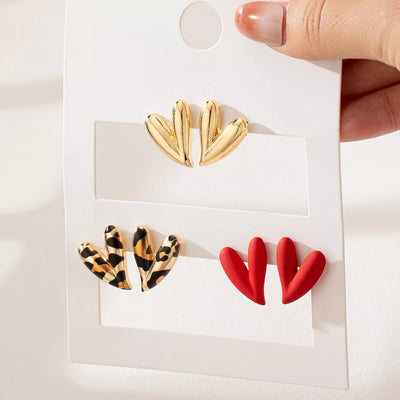 4 Pair Heart Stud Earrings - Style Chic Couture