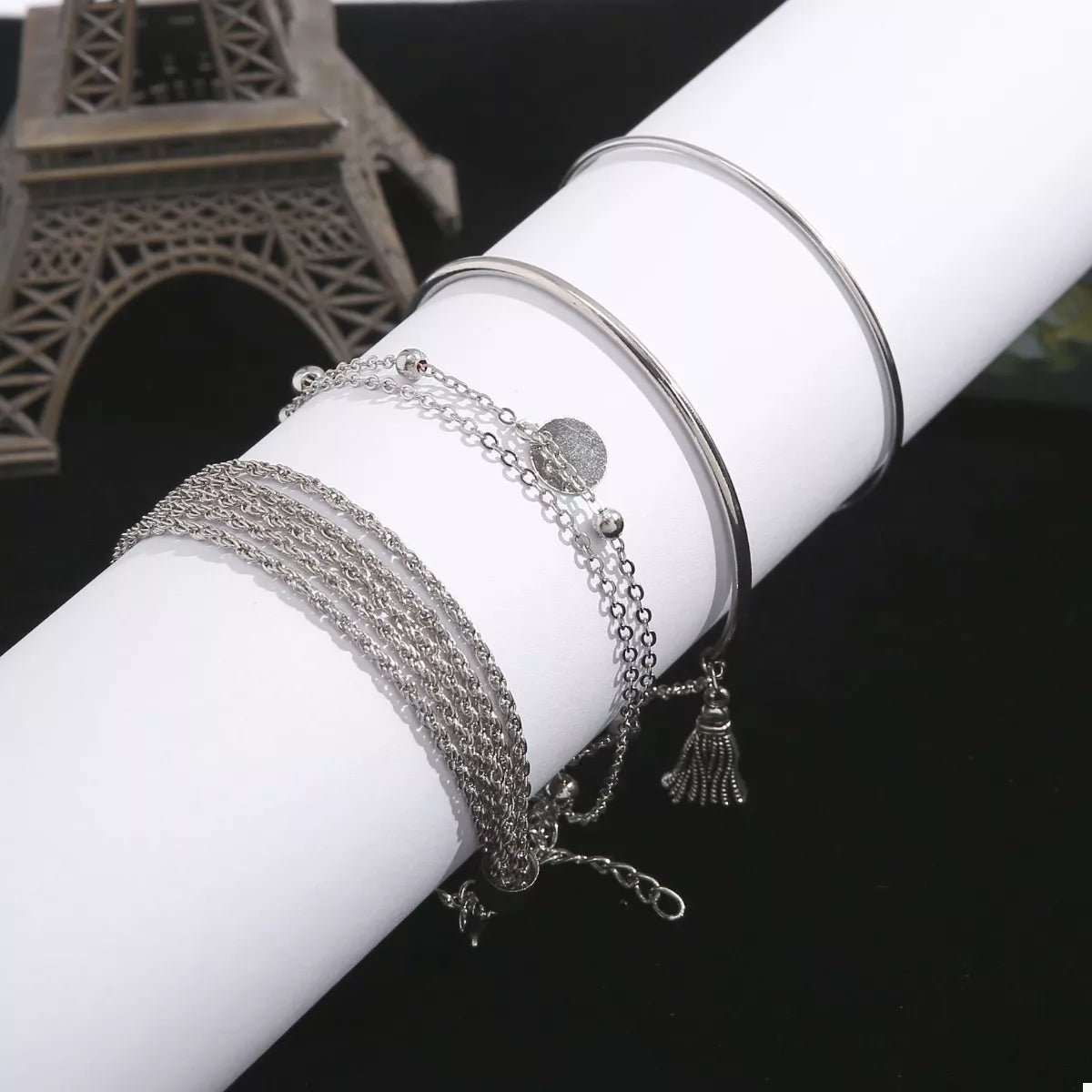 4 Piece Silver - Plated Minimalist Bracelet - Style Chic Couture