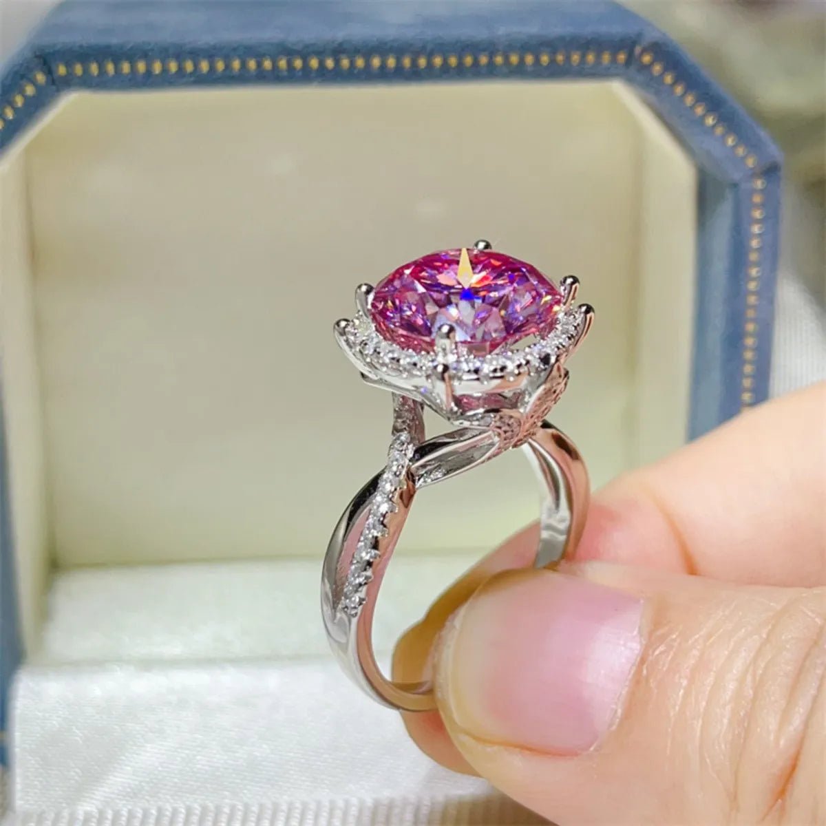5 Carat Moissanite Halo Engagement Ring - Style Chic Couture