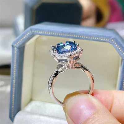 5 Carat Moissanite Halo Engagement Ring - Style Chic Couture