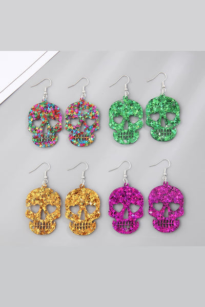 Skull Drop Earrings - Bold Acrylic Design