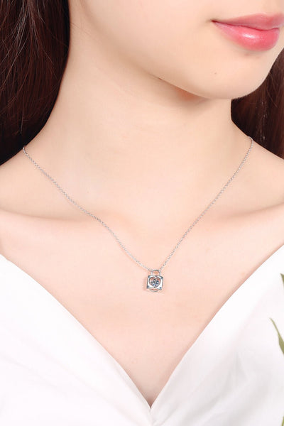 Adored Moissanite Lock Pendant Necklace - Style Chic Couture