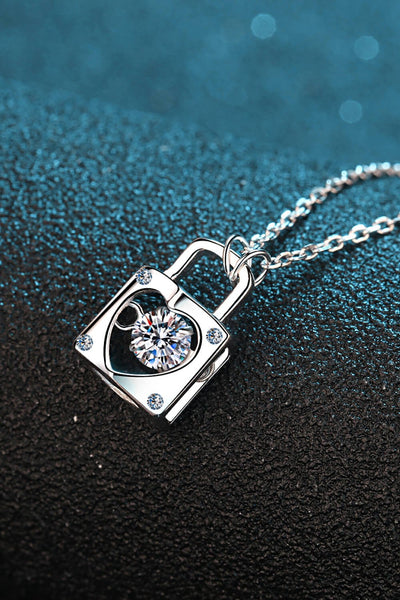 Adored Moissanite Lock Pendant Necklace - Style Chic Couture