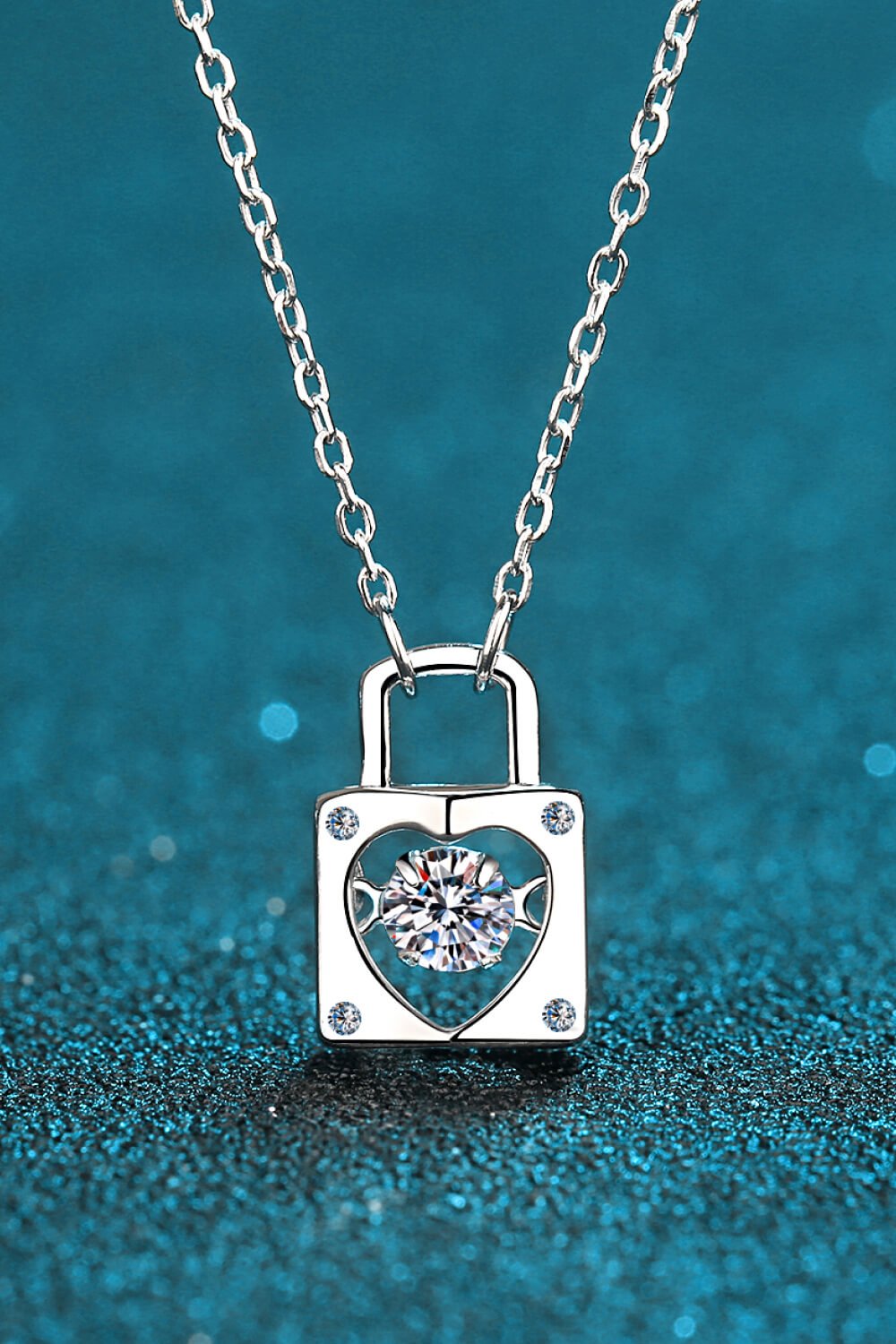 Adored Moissanite Lock Pendant Necklace - Style Chic Couture