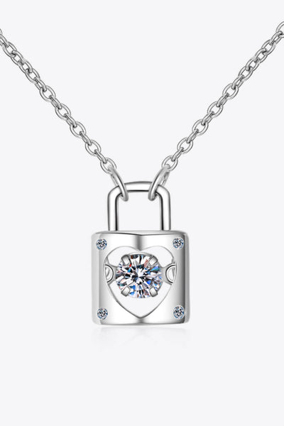 Adored Moissanite Lock Pendant Necklace - Style Chic Couture