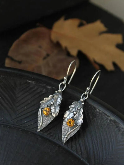 Alloy Rhinestone Leaf Shape Earrings - Style Chic Couture