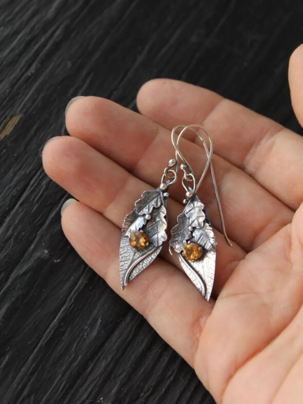 Alloy Rhinestone Leaf Shape Earrings - Style Chic Couture