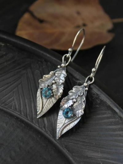 Alloy Rhinestone Leaf Shape Earrings - Style Chic Couture