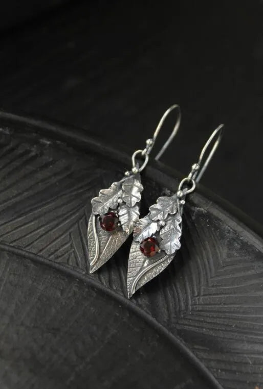 Alloy Rhinestone Leaf Shape Earrings - Style Chic Couture