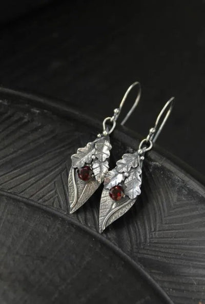 Alloy Rhinestone Leaf Shape Earrings - Style Chic Couture