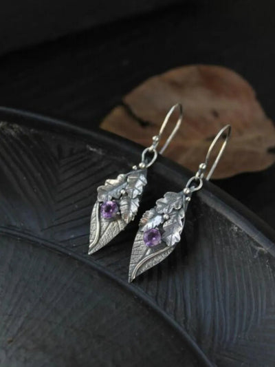 Alloy Rhinestone Leaf Shape Earrings - Style Chic Couture