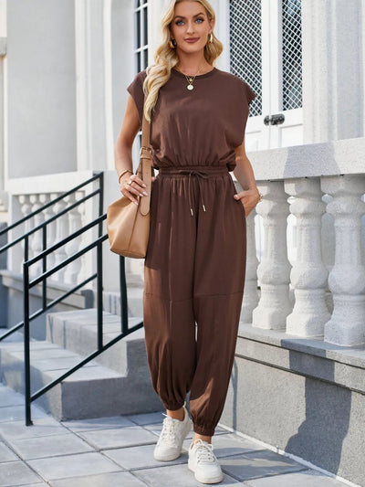 Backless Drawstring Waist Jumpsuit - Style Chic Couture