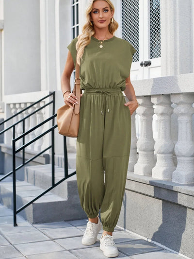 Backless Drawstring Waist Jumpsuit - Style Chic Couture