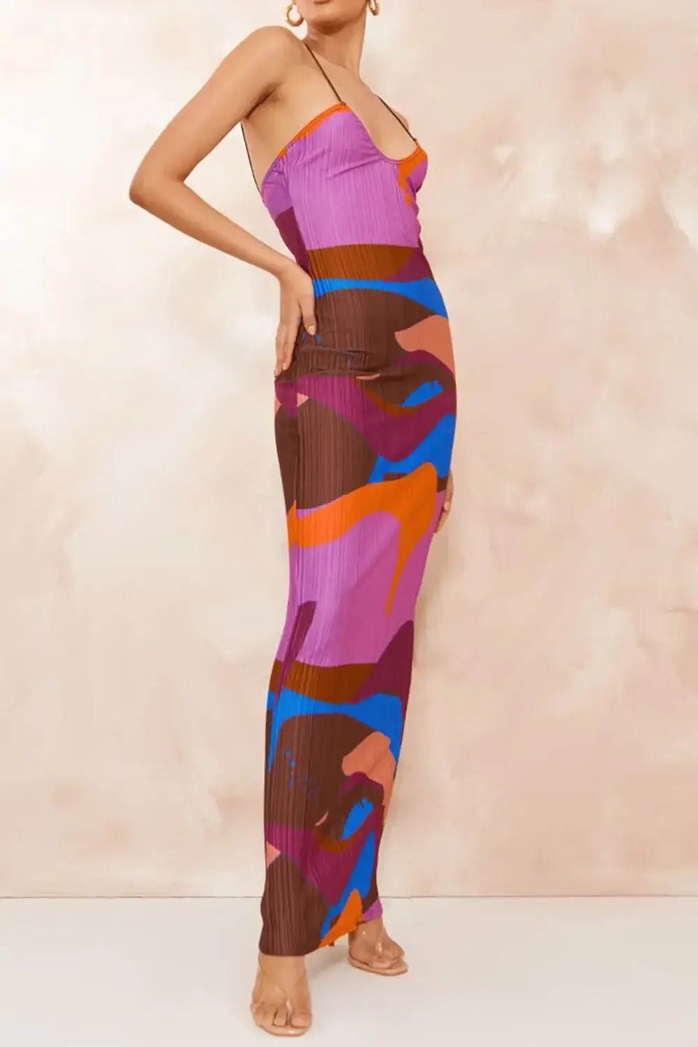 Backless Printed Maxi Cami Dress - Style Chic Couture