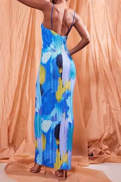 Backless Printed Maxi Cami Dress - Style Chic Couture