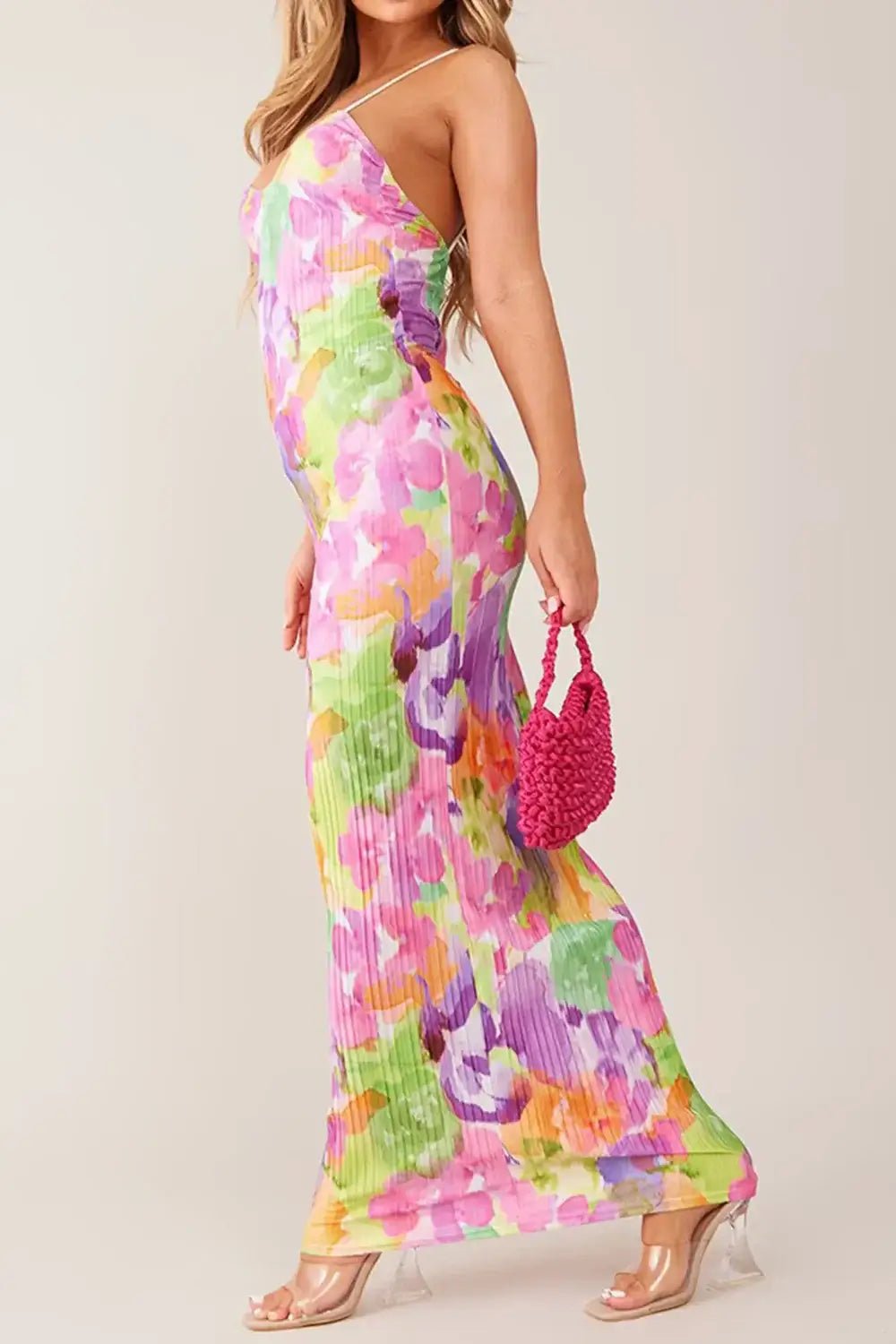 Backless Printed Maxi Cami Dress - Style Chic Couture