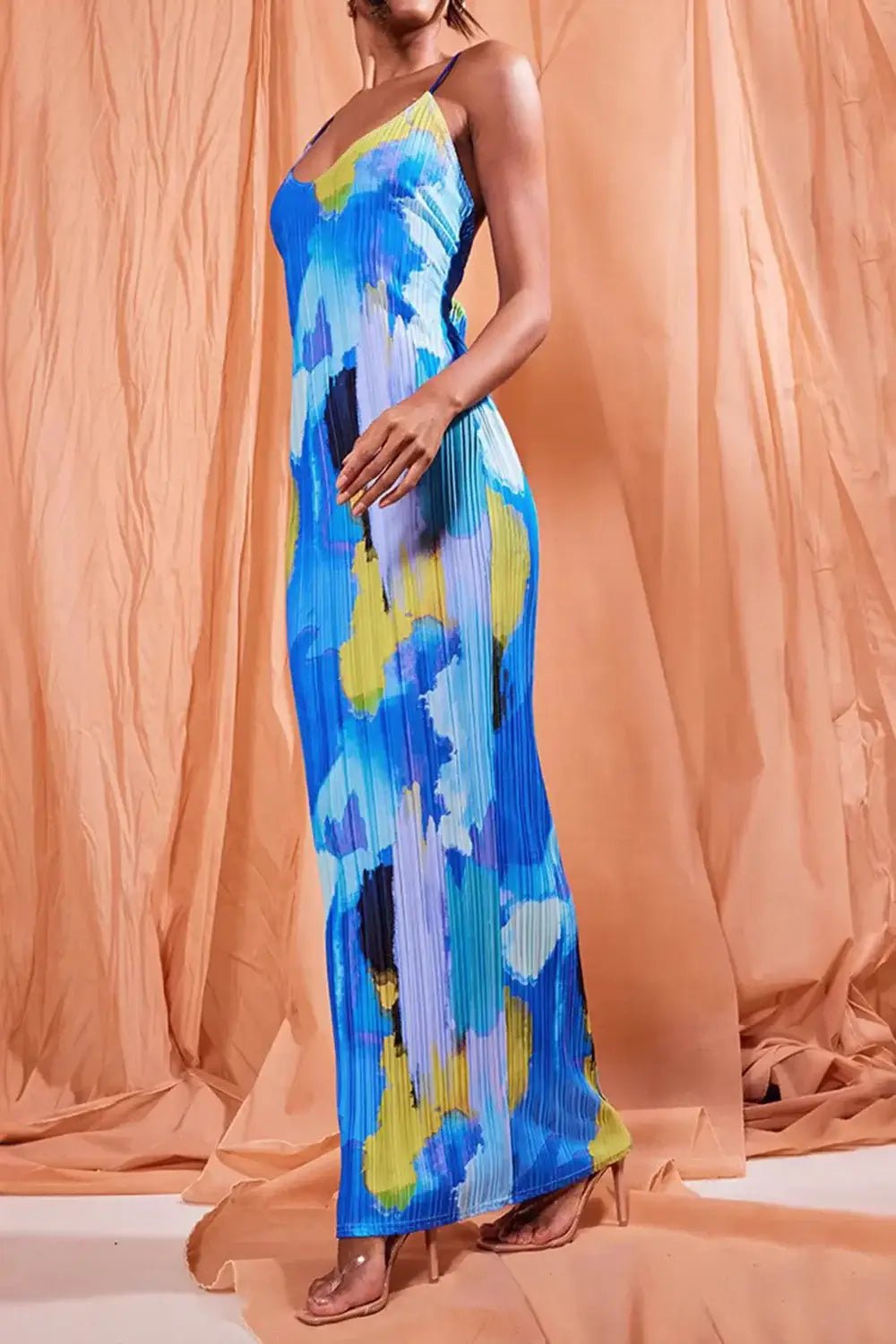 Backless Printed Maxi Cami Dress - Style Chic Couture