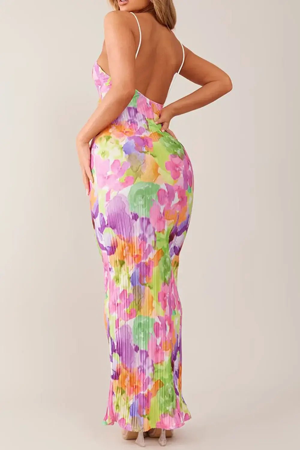 Backless Printed Maxi Cami Dress - Style Chic Couture