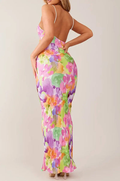 Backless Printed Maxi Cami Dress - Style Chic Couture
