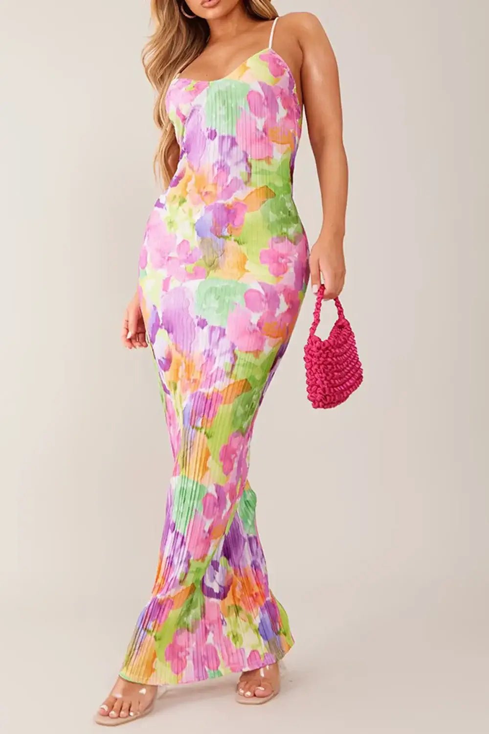 Backless Printed Maxi Cami Dress - Style Chic Couture