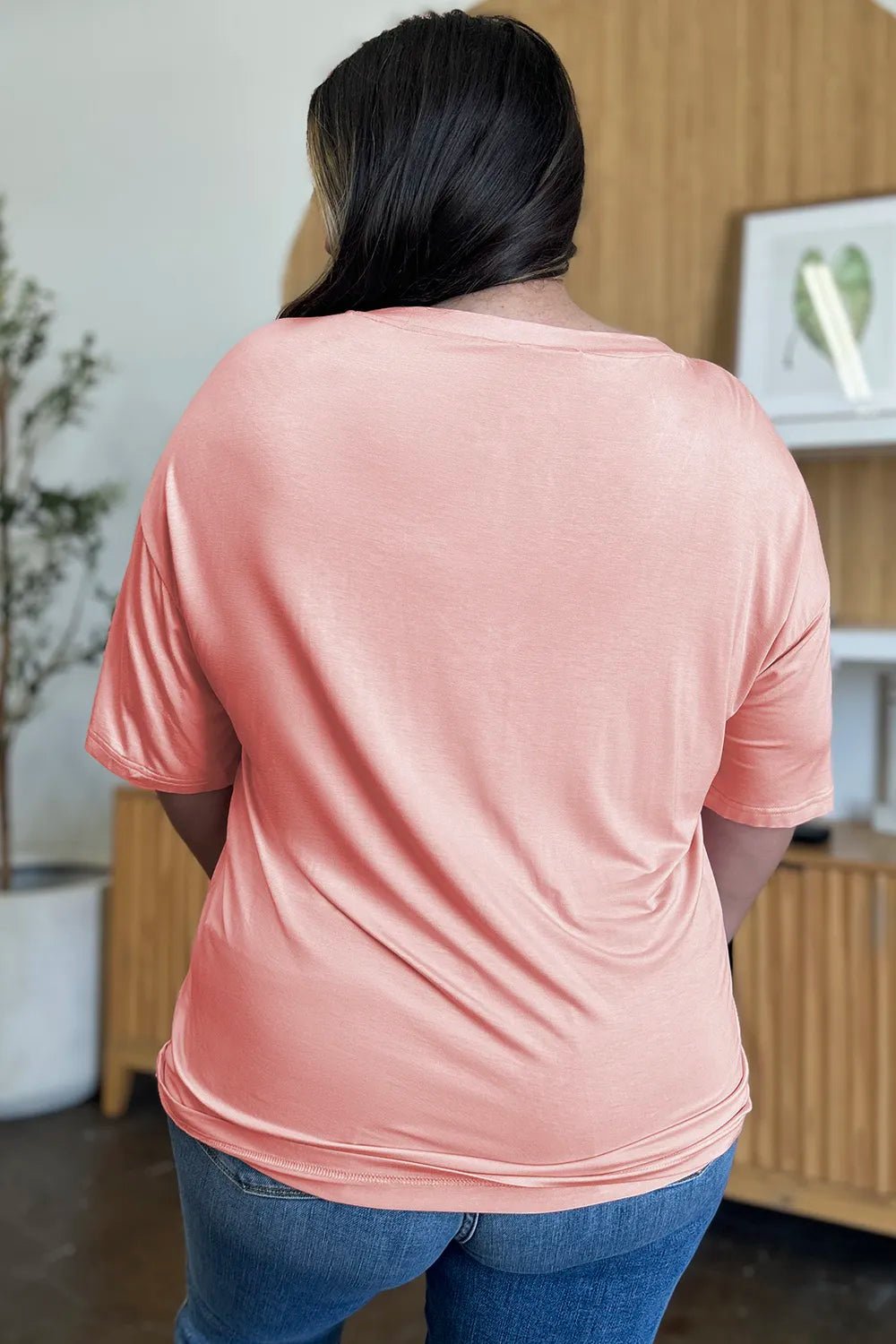 Basic Bae Full Size Bamboo V - Neck Drop Shoulder T-Shirt - Style Chic Couture