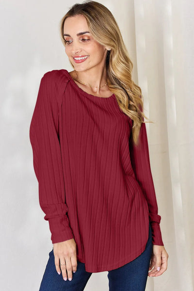 Basic Bae Full Size Ribbed Round Neck Slit T-Shirt - Style Chic Couture
