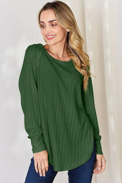 Basic Bae Full Size Ribbed Round Neck Slit T-Shirt - Style Chic Couture