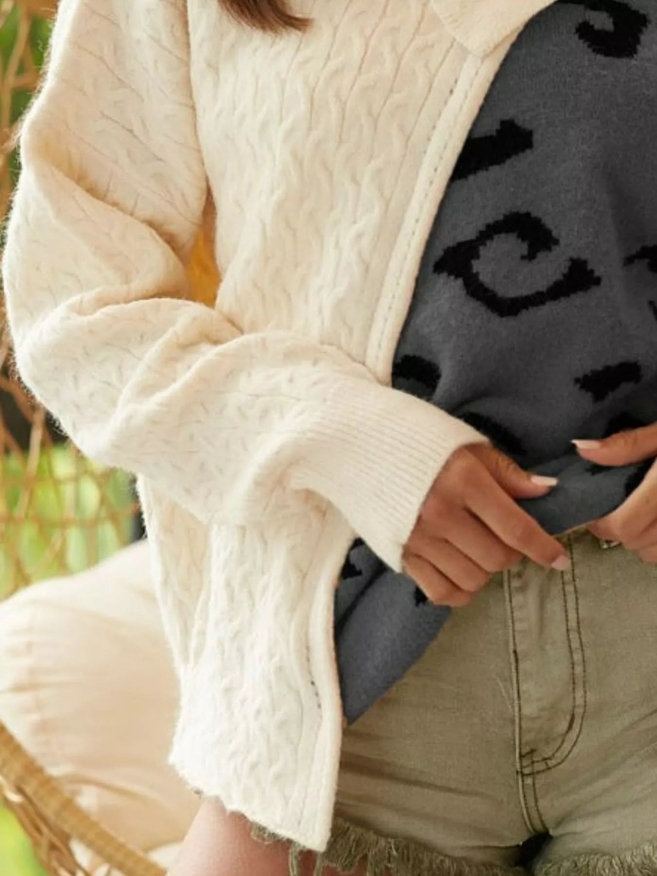 BiBi Cable - Knit Color Block One Shoulder Asymmetrical Sweater - Style Chic Couture