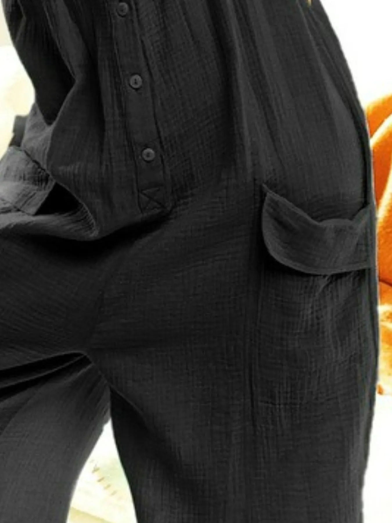 BiBi Gauze Buttoned Up Overall Jumpsuit with Pockets - Style Chic Couture