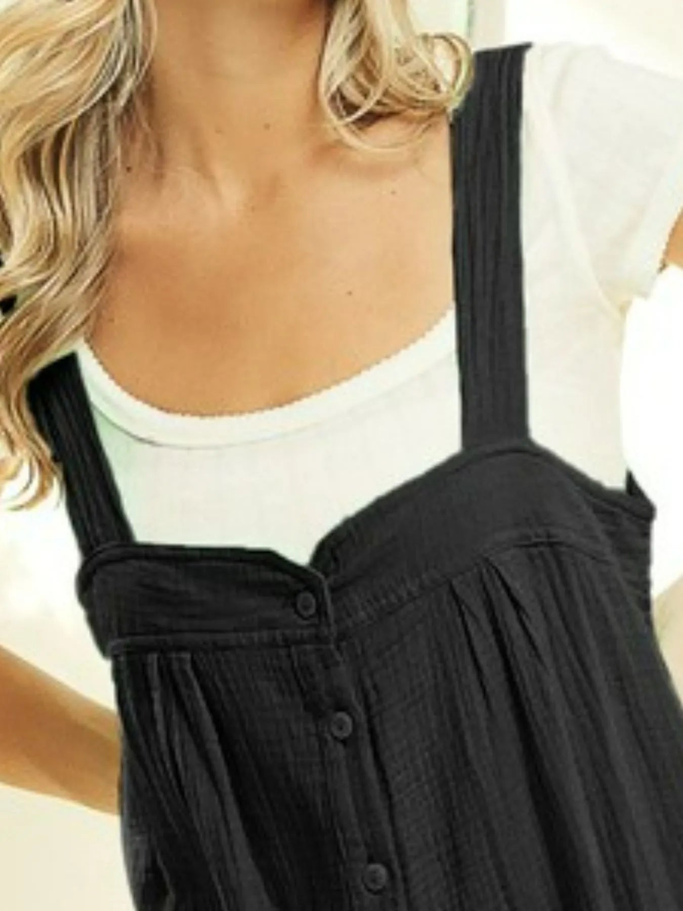 BiBi Gauze Buttoned Up Overall Jumpsuit with Pockets - Style Chic Couture