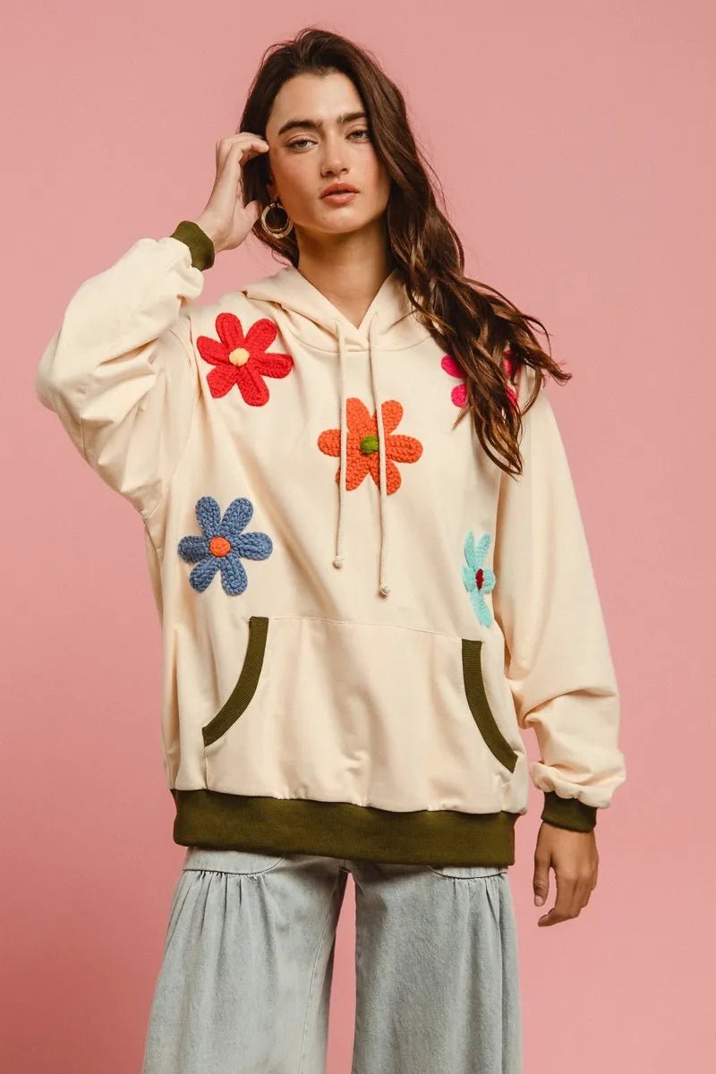 BiBi Patched Hoodie Top - Style Chic Couture