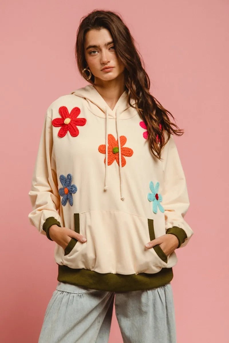 BiBi Patched Hoodie Top - Style Chic Couture