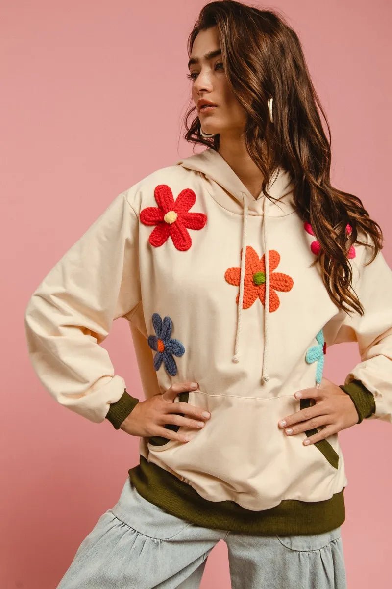 BiBi Patched Hoodie Top - Style Chic Couture