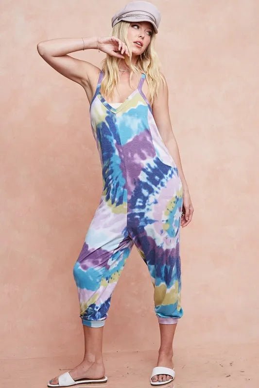 BiBi Tie Dye Knit Mid - length Casual Jumpsuit - Style Chic Couture