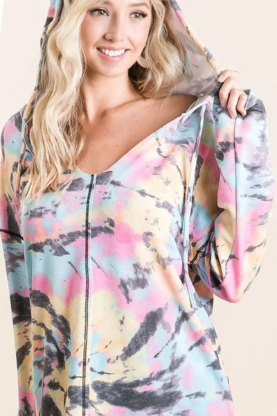 BiBi Tie Dye Print Terry Hoodie - Style Chic Couture