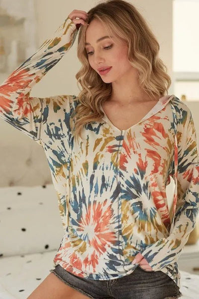 BiBi Tie Dye Print Terry Hoodie - Style Chic Couture