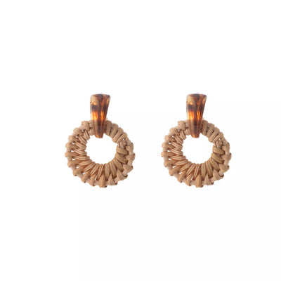 Bohemian Rattan Woven Hoop Earrings - Style Chic Couture