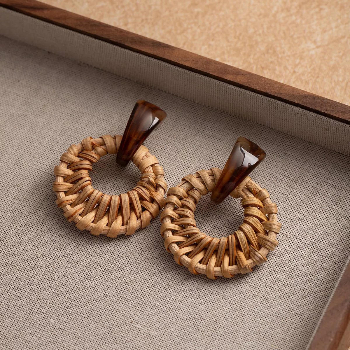Bohemian Rattan Woven Hoop Earrings - Style Chic Couture