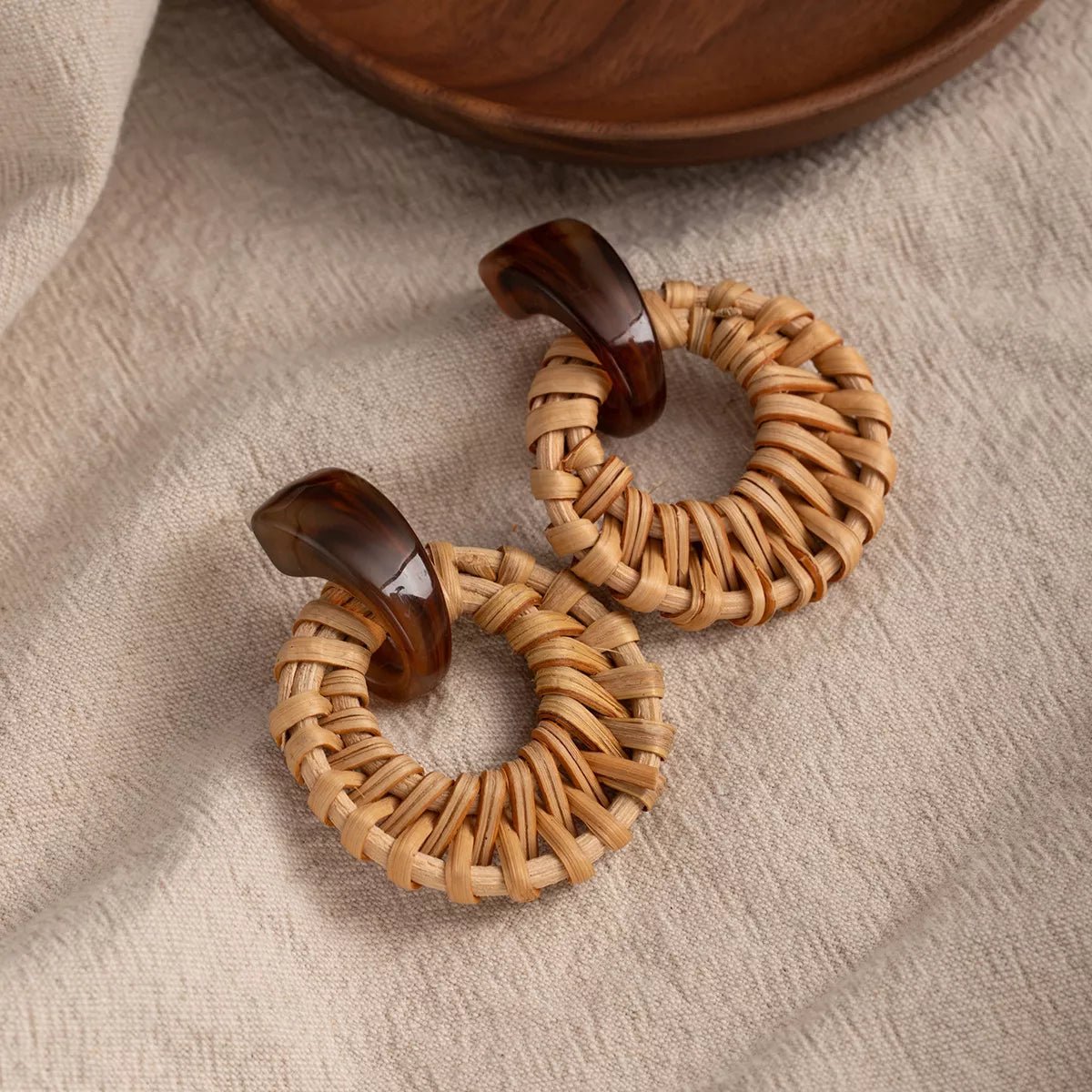 Bohemian Rattan Woven Hoop Earrings - Style Chic Couture