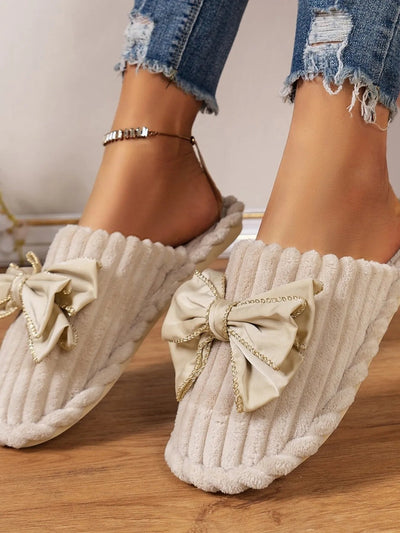 Bow Embellished Indoor Slippers - Style Chic Couture